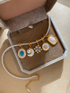 CAFFTI | DIY Natural Mother-of-Pearl Turquoise Freshwater Pearl Necklace