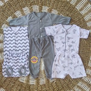 Paket Pakaian Baju Bayi Baru Lahir Lengkap Kwalitas Premium 0-3 Bulan Seri Abu