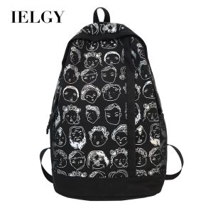 IELGY กระเป๋านักเรียนดีไซน์นักเรียนม.ปลายนักศึกษาวิทยาลัยกระเป๋าเป้สะพายหลังกระเป๋าเป้สะพายหลังความจุใหญ่เก๋ไก๋สไตล์วินเทจ