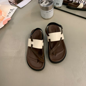 รองเท้าแตะส้นหนาสำหรับผู้หญิงในช่วงฤดูร้อน รองเท้าแตะสไตล์โรมันแบบย้อนยุคที่สวมใส่สบายสำหรับกลางแจ้ง รองเท้าแตะชายหาดแบบสวมสบาย