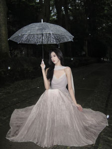 Elegant Pleated Textured Pink Tulle Midi Skirt