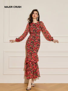 Peony Poetry Print Flare Skirt