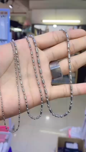 Bonus CIncin - Kalung Monel Rantai Biji Lada Bambu Stainless Baja Putih Anti Karat
