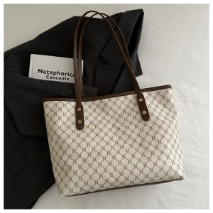 กระเป๋าถือทรงถุง Tote Bag สำหรับผู้หญิง ความจุขนาดใหญ่ กระเป๋าสะพายไหล่ข้างเดียว กระเป๋าถือแบบยูนิเซ็กซ์ กระเป๋าถือ PU ทรงเรขาคณิต