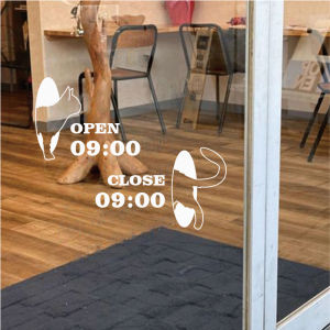 Cat Business Hours Glass Stickers Pet Shop Cat Coffee Shop Window Sliding Door Atmosphere Decorative Advertising Wall Stickers