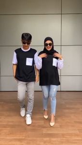 Atasan Baju Kaos Aldira Couple Pasangan Pocket Kombinasi Oversize Katun Combed 24s
