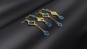 Genshin Impact Eye of God 7 Element Earrings Venti Xiao Hu Tao Zhongli Cosplay Drop Earrings for Women Jewelry Gift