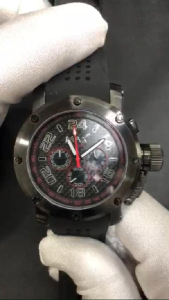 Max Grand Prix GP Racer Chronograph Black Dial/Red Highlights Silicone Strap Mens Watch 47mm 5-MAX533