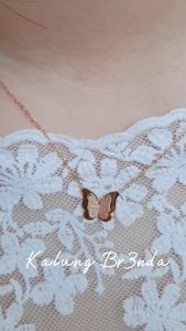Lovelybutik - Kalung Titanium Wanita Anti Karat Import Br3nda Kalung Cewek Model Baru Liontin Kupu-Kupu Bonus Kotak Perhiasan