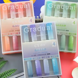 LD-A55 Highlighter Pastel Penanda Teks Set 4IN1 Alat Tulis Sekolah / Spidol Pen Marker Warna Gradasi Painting Multifungsi / Textliner Stasionary Import