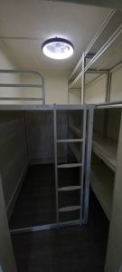 Loft bed with shelf customize singapore for helper room/store room/bomb shelter/unity