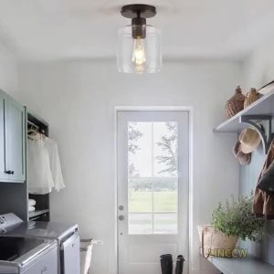 Modern Glass Ceiling Lamp Minimalist Ceiling Light Closet Hallway Entryway Indoor Hotel Living Room Decoration Lamps No Bulb