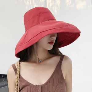 Sun Hat Women Summer Bucket Hats With Double Sided Fisherman Hat Female Sun Protection Windproof Foldable Beach Hat Gorros