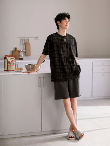 JIALEFEN | Mens Modal Cotton Summer Short Sleeve Shorts Set