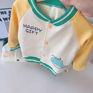 😘เสื้อกันหนาวเด็ก คาร์ดิแกน เสื้อวอร์มเด็กแขนยาว ผ้าสำลี กระดุมหน้า-yoga150