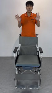Foldable Shower Wheelchair Commode Chair Lightweight Portable Bath Toilet Transport Chair for Elderly Disabled Adults