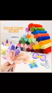 100 PCS KAWAT BULU MERCY WARNA MIX KAWAT BULU MAINAN ANAK CRAFT / TWIST STICK FLOWER