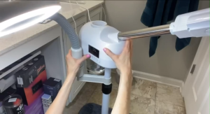2 in 1 Facial Steamer with 5X LED Magnifying Lamp Professional Face Steamer Beauty Machine Adjustable Height Rolling Stand for Esthetician Skin Care Salon Spa