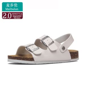 McBuren Roman Style Flat Bottom Anti-Slip Cork Slippers Casual Beach Sandals Womens Large Size Casual Shoes Outdoor Couples
