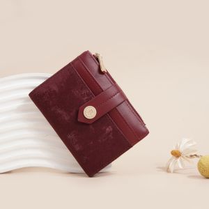 Fashionable Minimalist Short Wallet Womens Multi-Function Zipper Coin Purse Leather Clutch Card Holder Retro Style PU Leather