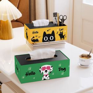 Leather Tissue Box Creative Home Decor Living Room Hotel High End Drawstring Box Multi-Function Desktop Remote Control Storage Box
