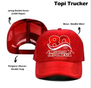 TOPI HUT RI 80 Tahun / TOPI TRUCKER HUT RI KE 80 / TOPI JARING KEMERDEKAAN RI 80 BISA BAYAR DITEMPAT (COD)