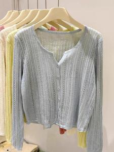 NUANKONG | Elegant Lace-up V Neck Knitted Cardigan Spring Summer Slim Fit Anti-jewelry