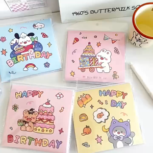 บัตรอวยพรวันเกิด 3D รูปร่างเค้ก การ์ดอวยพรวันเกิดเค้ก พร้อมเพลง และแสง ใช้สำหรับอวยพรวันเกิด การออกแบบแกะสลักกลวง การ์ดดอกไม้