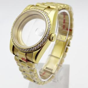 Vỏ Đồng Hồ RICHUS Gold 36mm/39mm Với Mặt Kính Sapphire Diamond Fit NH35 NH36 ETA2824 PT5000 Miyota8215-DG Bộ Máy Tự Động Bằng Thép Không Gỉ
