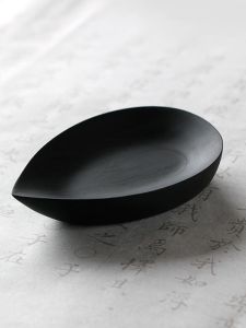 Portable Mini Leaf-Shape Handmade Xuan Ye Inkstone for Calligraphy Painting High Quality Small Ink Dish Brush Tasting