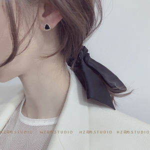 925 Silver Small Elegant Black Stud Earrings Basic Casual Fashion Jewelry Ear Decorations Lightweight Post Style for Women