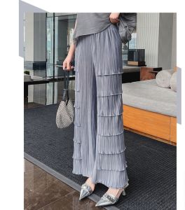 กางเกงขากว้างของผู้หญิงที่ขายดีที่สุดตัดกางเกงตรงลำลองเนื้อไม้ไผ่กับเชื้อราสีดำ #7055