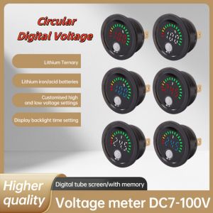 New Circular Digital Voltage DC 7-100V LED Waterproof Two-wire Voltmeter Battery Indicator for Lead-Acid/Battery Lithium-ion