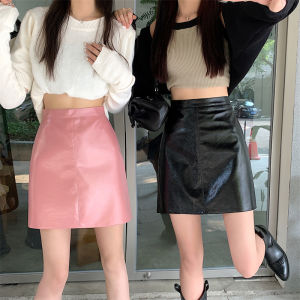 High-Waist A-Line PU Leather Skirt for Women Short Length Black Lightweight Versatile Workwear Style Ideal for Autumn and Winter