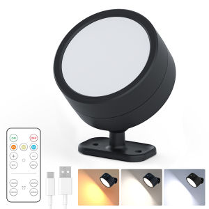 Rechargeable Led Spotlight with Remote Control Wireless Wall Lamp for Bedroom Room Decor RGB 360° Rotation Magnetic Dimmable