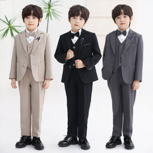 9Sbird 3PCS Suit Set for Children Pure Color Host Speech Piano Performance Costume Pageboy Wedding Birthday Boy Blazer