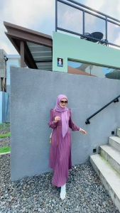 Gamis Plisket Kekinian 2025 Debora Dress Bahan Crinkel Airflow Premium