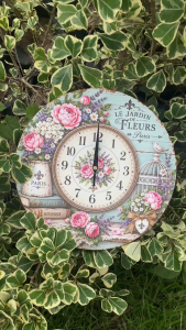 ROUND Floral Wall Clock 2D Effect Decorative Round Wall Clock for Living Room Home