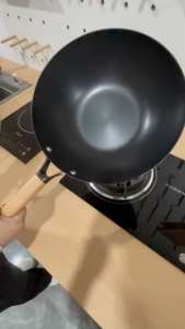 SUPVIBE 30CM Uncoated Iron Wok Home Use Non-Stick Iron Pan Flat Bottom Gas Induction Cooker Universal