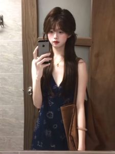 CHANGTONG | Đầm Ngắn Cao Cấp Retro V-Neck Dây Nơ Buộc eo