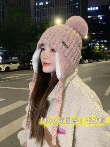 Womens Autumn Winter Thickened Warm Knitted Hat Ear Protection Korean Style Windproof Coldproof Capversatile Knit Wool Hat