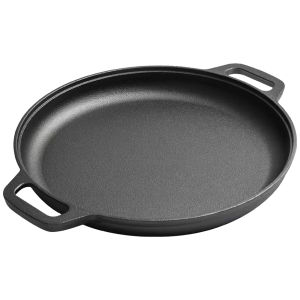 Vktech Cast Iron Round Griddle For Crepes And Pizza with Dual Handles Non-Stick Steak Pork Chicken Cooking Pot Cookware Fry Pan