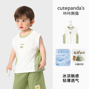 Summer Casual Printed Sleeveless Vest Baby Clothes for Boys And Girls Cute Cartoon Panda Design Comfortable Breathable Material