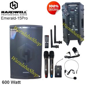 SPEAKER PORTABLE HARDWELL EMERALD-15PRO BISA CAS BONUS 2 MIC WIRELESS HANDL MIC HEADSET
