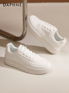 Daphne Flat Bottom Casual Shoes Womens Summer 2023 Breathable Fashionable Versatile White Sneakers round Toe Rubber Sole
