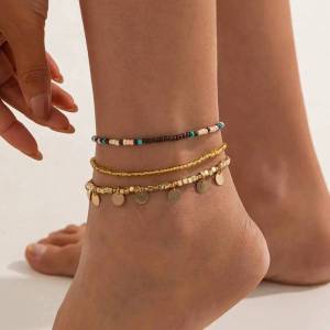 Ingemark | Ingemark 3Pcs/Set Boho Small Seed Beaded Anklets Women Trendy Sequin Tassel Ankle Bracelet Summer Beach Couple Barefoot Jewelry