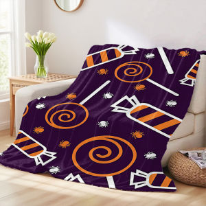 Beast Kingdom | Chăn Flannel Halloween In Hình Kẹo Chất Liệu 100% Polyester Lông San Hô Kiểu Dáng Hiện Đại Chống Xù Lông Dễ Mang Theo Dùng Cho Ghế Sofa Văn Phòng Giường Ngủ Du Lịch Sử Dụng Được Quanh Năm
