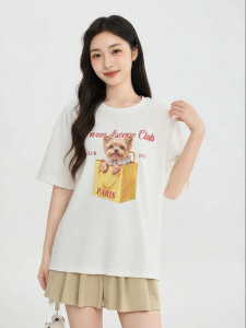 SANFU | Summer Cute Puppy Print Round Neck Loose T-Shirt
