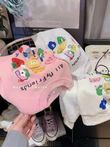 เสื้อฮู้ดลายการ์ตูนลำลองสำหรับเด็กชายและเด็กหญิง ฤดูใบไม้ร่วง 2025 เสื้อฮู้ดหมอนผ้าขนสัตว์หนาสำหรับเด็ก สไตล์การ์ตูน ผ้าขนสัตว์ผสม