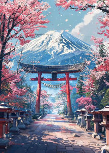 Scenic Cherry Blossom Village Landscape Jigsaw Puzzle 1000PCS-50X70CM Stress Relief Puzzle Wall Art Decor Gift
